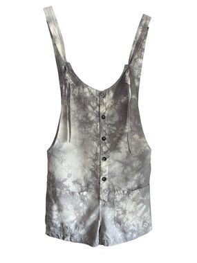 Marithé + François Girbaud Gray Tie Dye Overall Shorts Romper Size Small